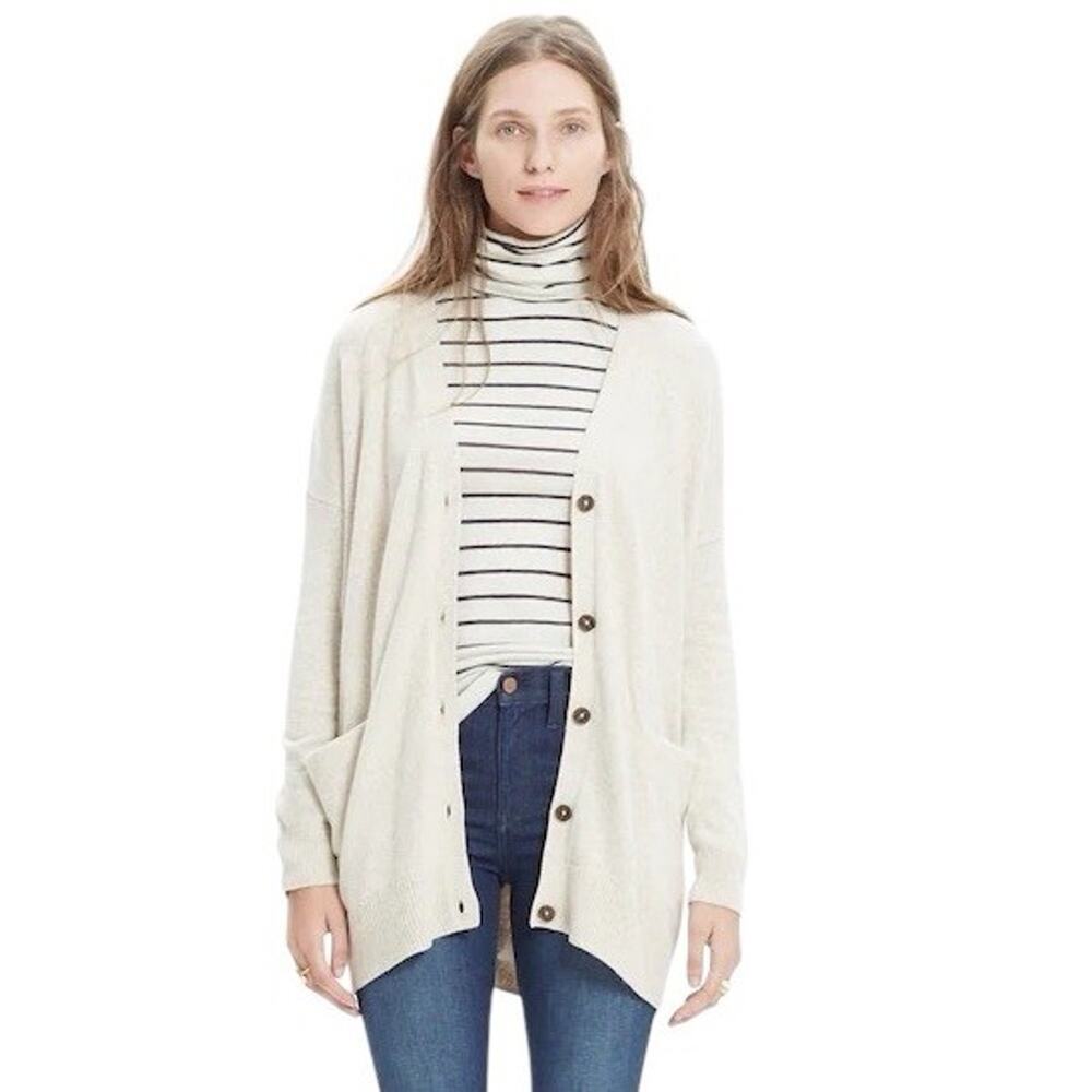 Madewell Long Cardigan Sweater Marled Flax Size Medium